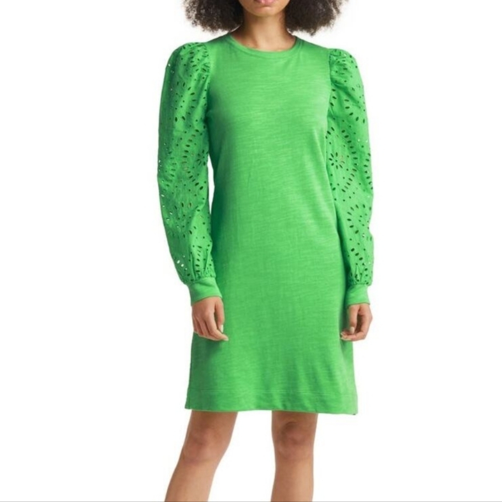 Lilly Pulitzer Jasona Eyelet Long Sleeve Green Dress